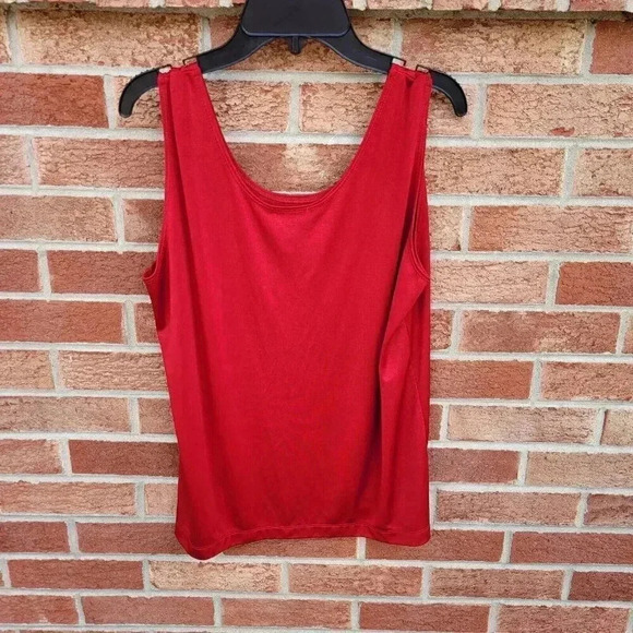 Chico's Travelers Foil Tank Top Women's Size Large Red Shimmer - Picture 2 of 6